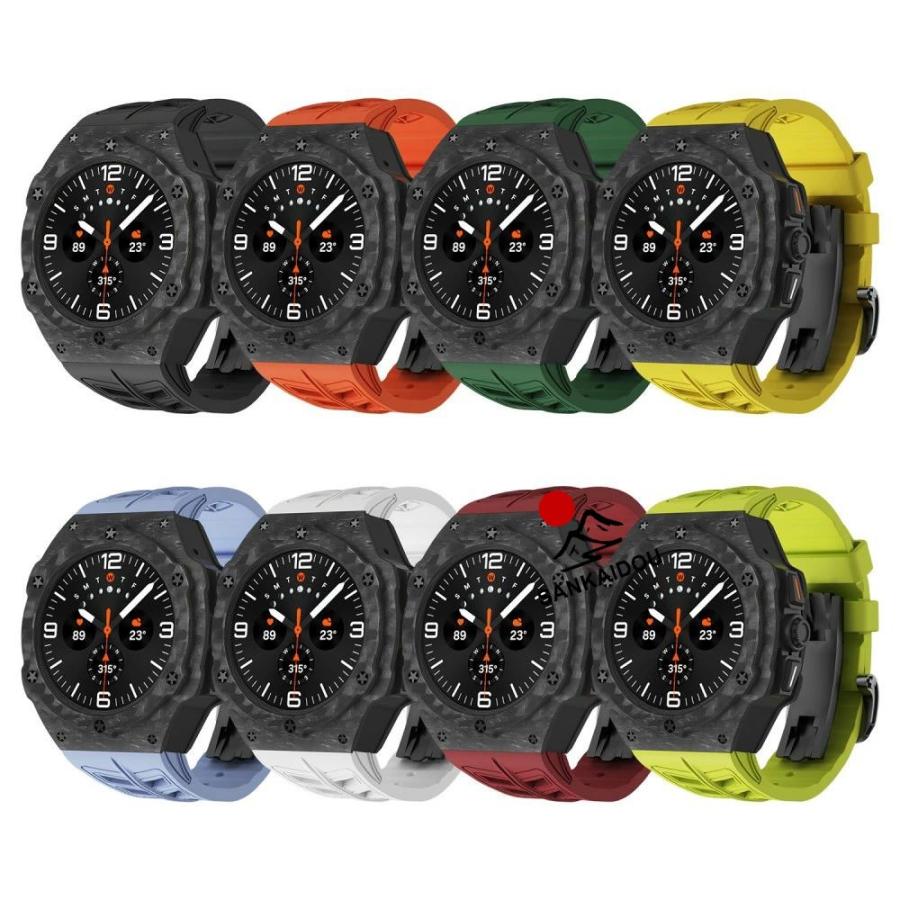 送料無料 Galaxy watch Ultra  7 47mm  バンド 炭素繊維 一体型 交換用 バンドカバーバンド プレゼント レザー メンズ galaxy watch 7 Ultra  47mm ステンレスの画像
