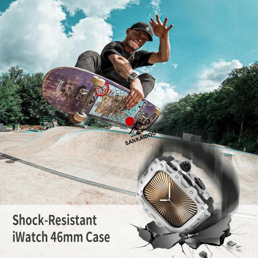 送料無料 Apple Watch s11 一体型 バンド フレーム保護 高級 Apple Watch 11 Apple Watch s10 46MM 一体型交換用バンド 46mm 交換 高級感 耐衝撃プレゼント レ_3