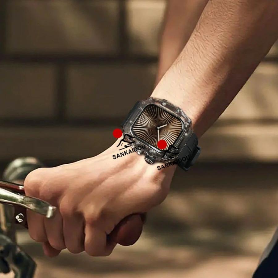 送料無料 Apple Watch s11 一体型 交換用バンド s10 46mm バンド TPU
