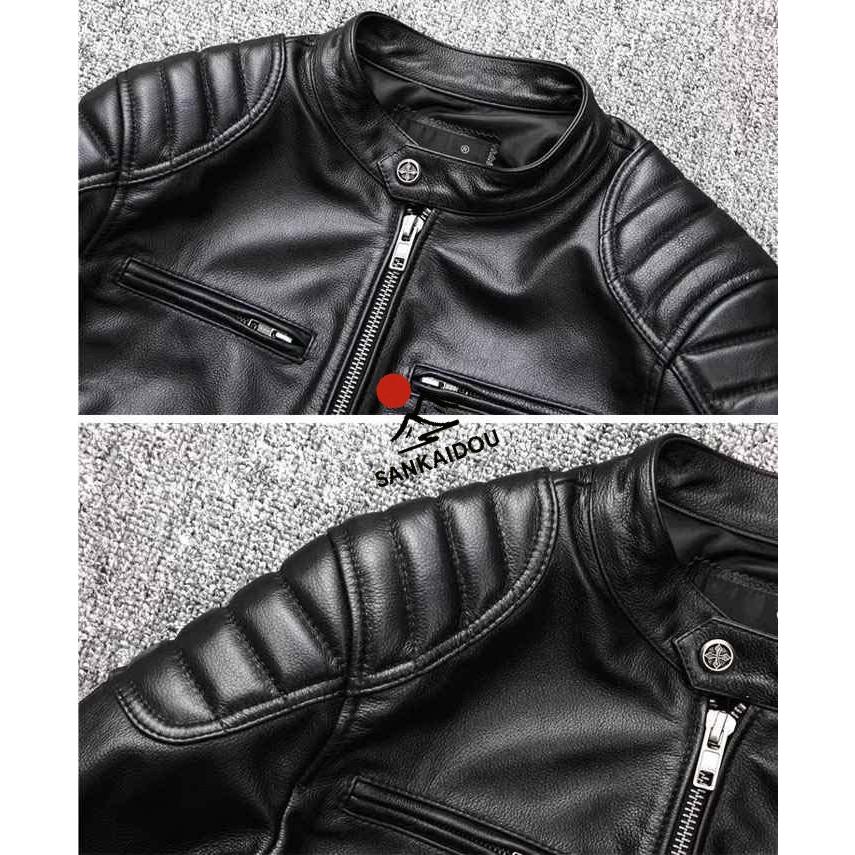 S~6XL ライダースジャケット ライダース メンズ 本革 牛革 立ち襟