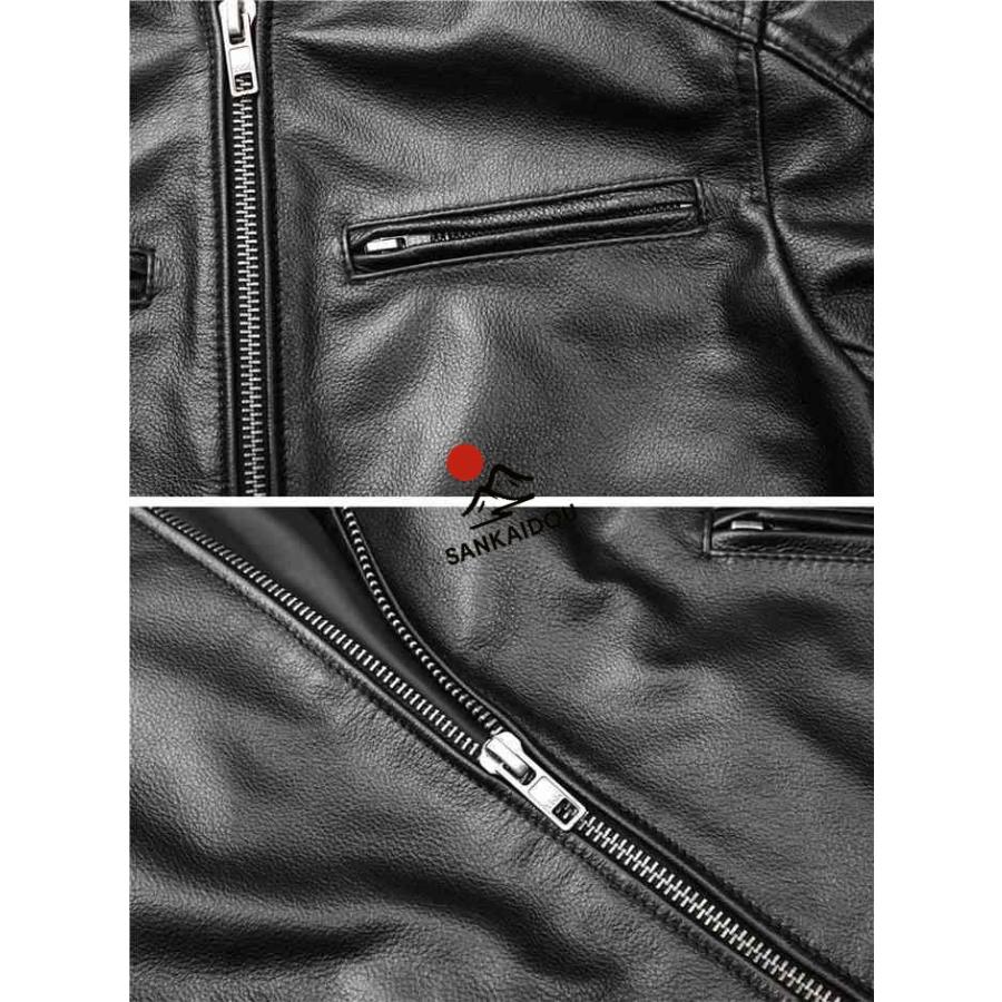 S~6XL ライダースジャケット ライダース メンズ 本革 牛革 立ち襟