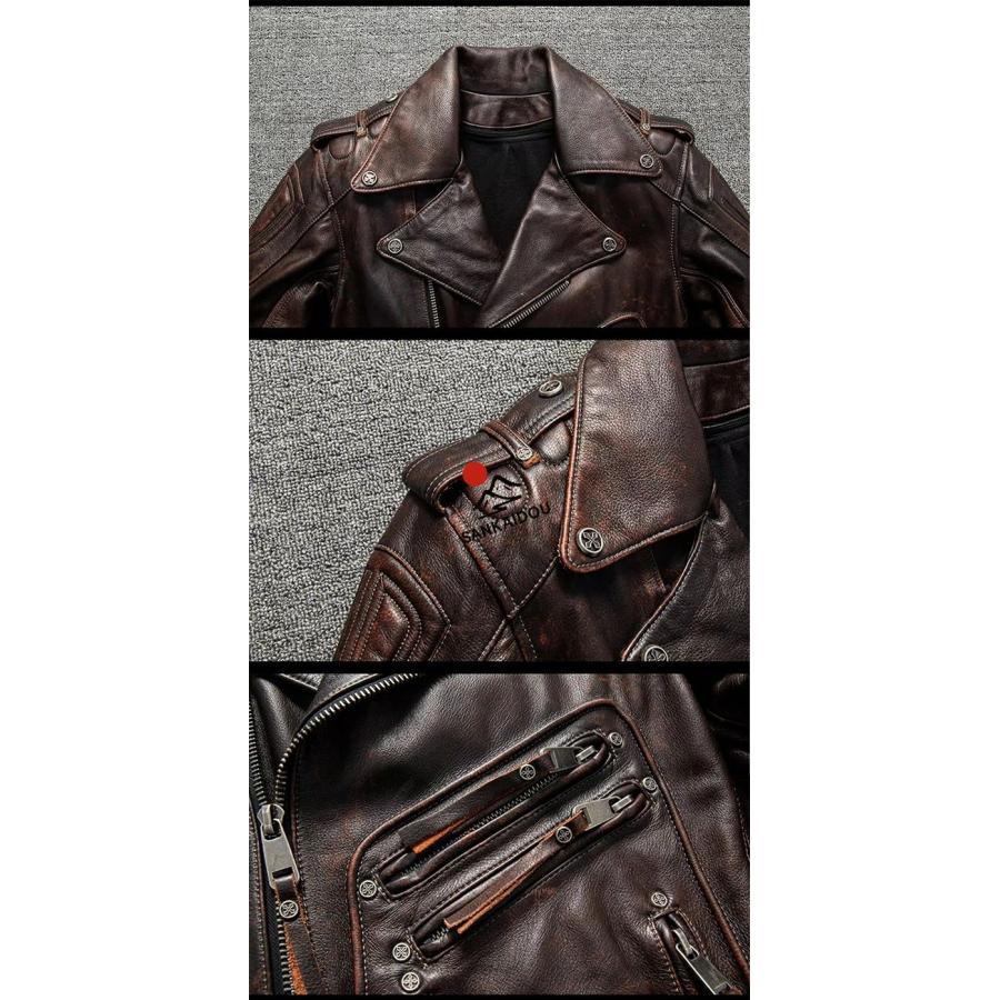 S~6XL ライダースジャケット ライダース メンズ 本革 牛革 フライト