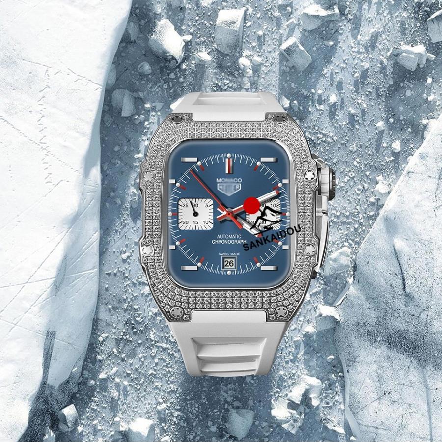 送料無料 Apple Watch バンド Apple Watch 9 8 7 6 5  バンド  Apple Watchの改造 オールインワンバンド インサートドリル Apple Watch きんぞくほごシェル applの画像