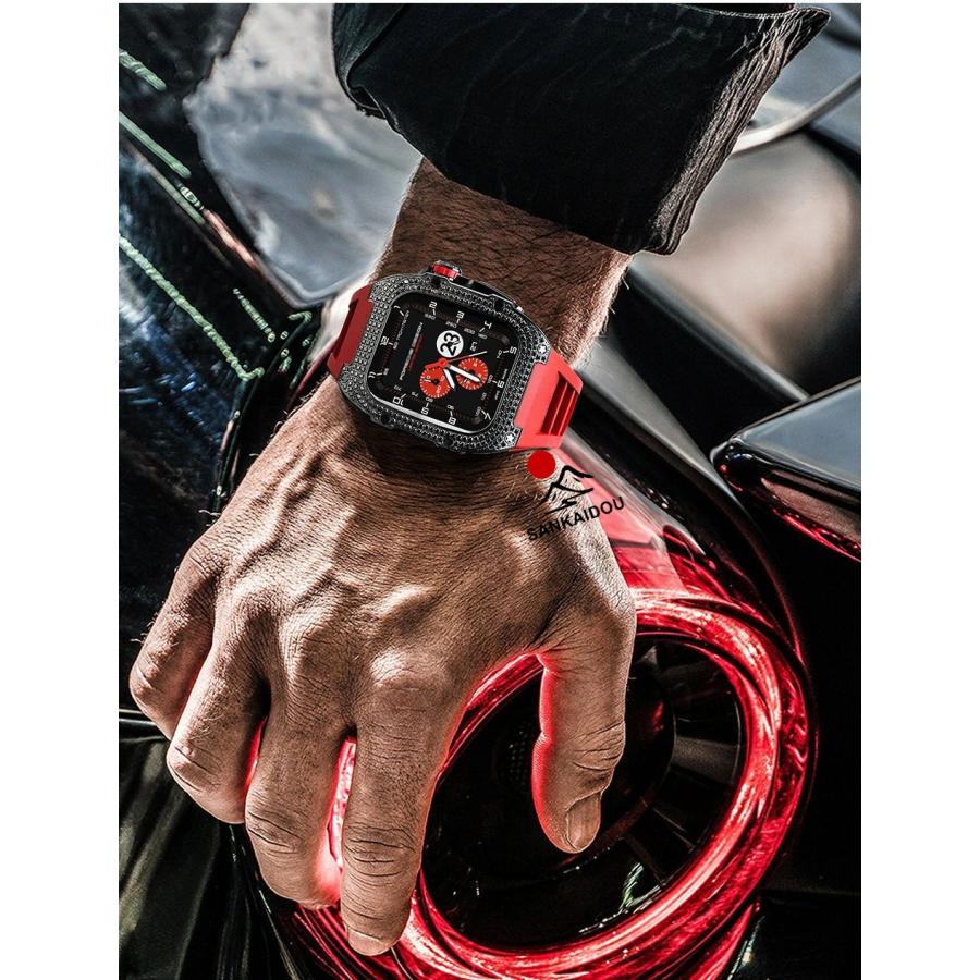送料無料 Apple Watch バンド Apple Watch 9 8 7 6 5  バンド  Apple Watchの改造 オールインワンバンド インサートドリル Apple Watch きんぞくほごシェル applの画像