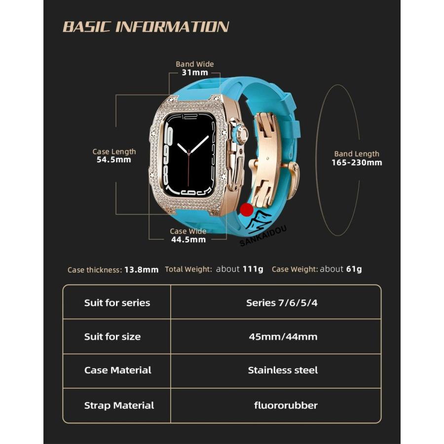 送料無料 Apple Watch バンド Apple Watch 9 8 7 6 5  バンド  Apple Watchの改造 オールインワンバンド インサートドリル Apple Watch きんぞくほごシェル applの画像