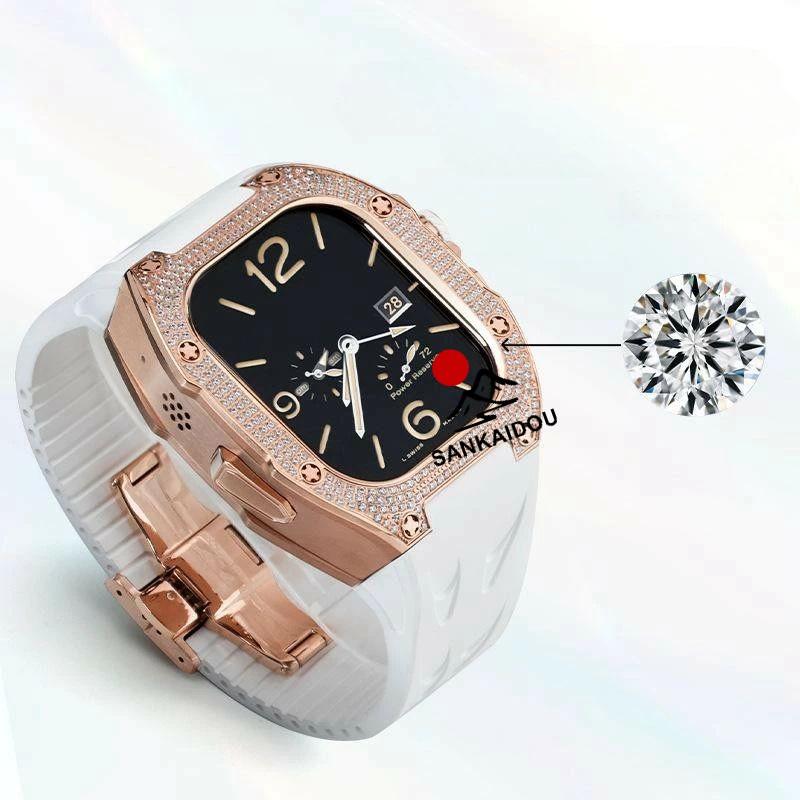 送料無料 Apple Watch バンド Apple Watch 9 8 7 6 5  バンド  Apple Watchの改造 オールインワンバンド インサートドリル Apple Watch きんぞくほごシェル applの画像