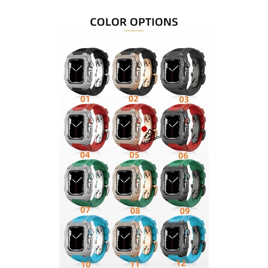 送料無料 Apple Watch バンド Apple Watch 9 8 7 6 5  バンド  Apple Watchの改造 オールインワンバンド インサートドリル Apple Watch きんぞくほごシェル applの画像