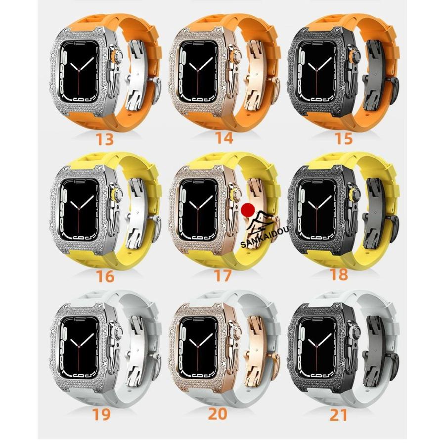 送料無料 Apple Watch バンド Apple Watch 9 8 7 6 5  バンド  Apple Watchの改造 オールインワンバンド インサートドリル Apple Watch きんぞくほごシェル applの画像