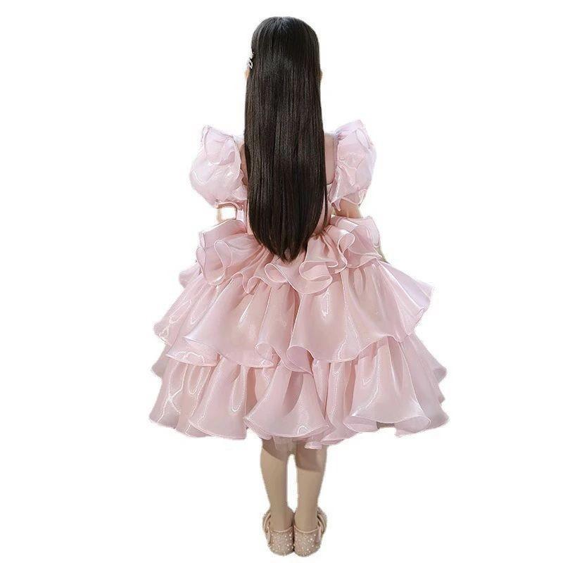 送料無料 子供ドレス ショート丈 ピンク リボン フレア フリル 可愛い