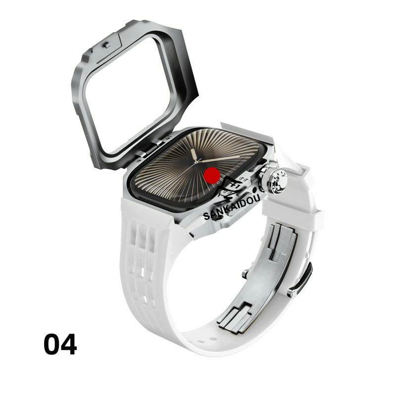 送料無料 Apple Watch 11 一体型 バンド フレーム保護 高級 Apple Watch 10  Apple Watch s11 46MM  交換 高級感  耐衝撃  一体型 ステンレス交換用バンド46mmプの画像