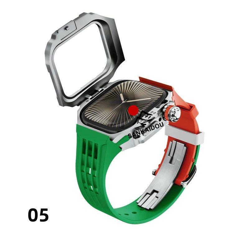 送料無料 Apple Watch 11 一体型 バンド フレーム保護 高級 Apple Watch 10  Apple Watch s11 46MM  交換 高級感  耐衝撃  一体型 ステンレス交換用バンド46mmプの画像