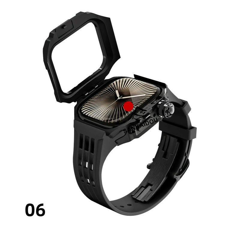 送料無料 Apple Watch 11 一体型 バンド フレーム保護 高級 Apple Watch 10  Apple Watch s11 46MM  交換 高級感  耐衝撃  一体型 ステンレス交換用バンド46mmプの画像