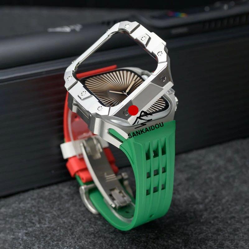送料無料 Apple Watch 11 一体型 バンド フレーム保護 高級 Apple Watch 10  Apple Watch s11 46MM  交換 高級感  耐衝撃  一体型 ステンレス交換用バンド46mmプの画像