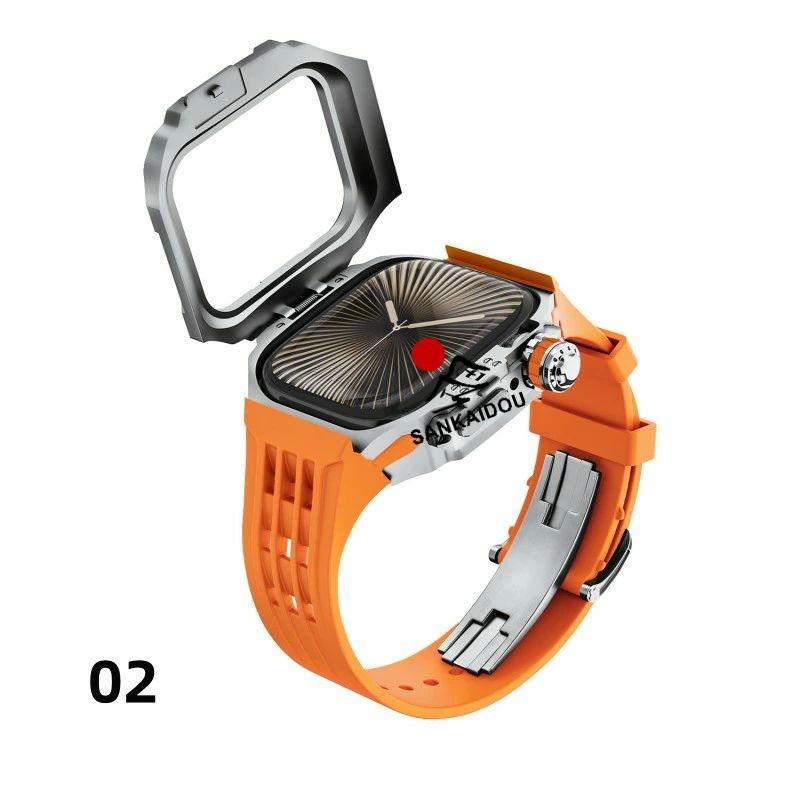 送料無料 Apple Watch 11 一体型 バンド フレーム保護 高級 Apple Watch 10  Apple Watch s11 46MM  交換 高級感  耐衝撃  一体型 ステンレス交換用バンド46mmプの画像