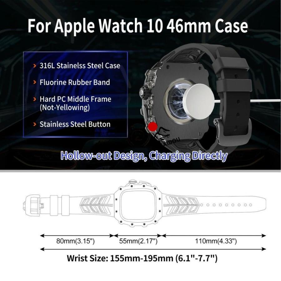 送料無料 Apple Watch s11  ステンレス一体型 バンド フレーム保護 高級 Apple Watch 10 Apple Watch s11 46MM 一体型交換用バンド46mm 交換 高級感  耐衝撃プレの画像