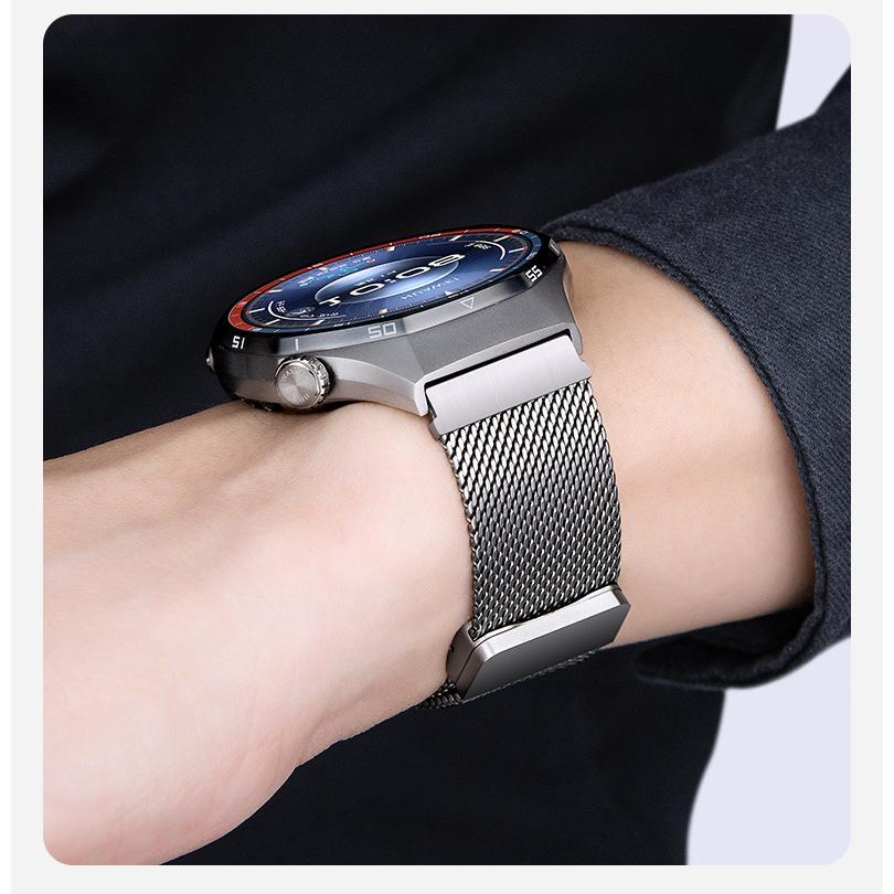 22mm スマートウォッチ用 交換ベルト チタン製 ミラネーゼ マグネット式 クイック着脱 全金属バンド GT6／GT5／GT4／Pro 系 対応 軽量 通気性 おしゃれ メンズの画像