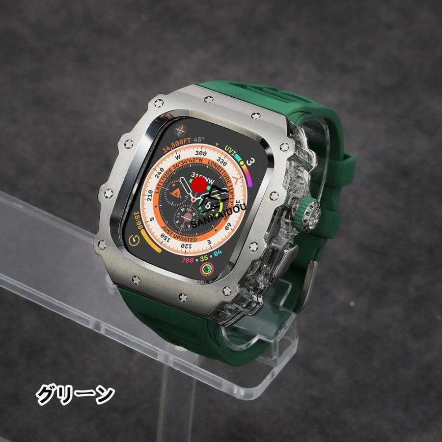 送料無料 Apple Watch S11 一体型 バンド フレーム保護 高級 Apple Watch 10 ステンレス ケース Apple Watch s10 46MM 一体型交換用バンド46mm 交換 高級感  耐の画像
