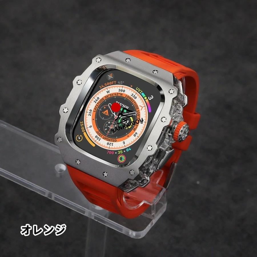 送料無料 Apple Watch S11 一体型 バンド フレーム保護 高級 Apple Watch 10 ステンレス ケース Apple Watch s10 46MM 一体型交換用バンド46mm 交換 高級感  耐の画像