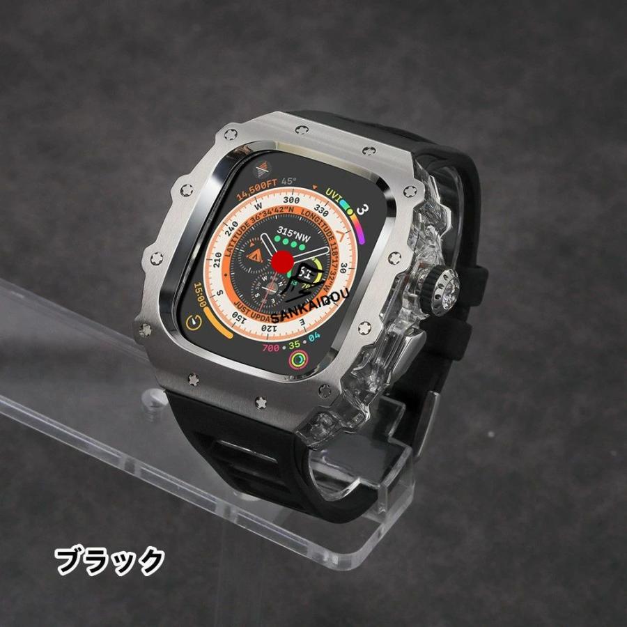 送料無料 Apple Watch S11 一体型 バンド フレーム保護 高級 Apple Watch 10 ステンレス ケース Apple Watch s10 46MM 一体型交換用バンド46mm 交換 高級感  耐の画像