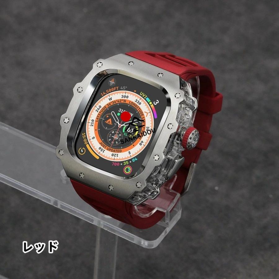 送料無料 Apple Watch S11 一体型 バンド フレーム保護 高級 Apple Watch 10 ステンレス ケース Apple Watch s10 46MM 一体型交換用バンド46mm 交換 高級感  耐の画像