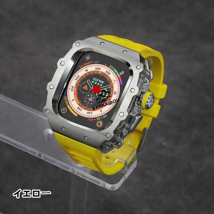 送料無料 Apple Watch S11 一体型 バンド フレーム保護 高級 Apple Watch 10 ステンレス ケース Apple Watch s10 46MM 一体型交換用バンド46mm 交換 高級感  耐の画像