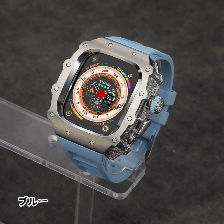 送料無料 Apple Watch S11 一体型 バンド フレーム保護 高級 Apple Watch 10 ステンレス ケース Apple Watch s10 46MM 一体型交換用バンド46mm 交換 高級感  耐の画像
