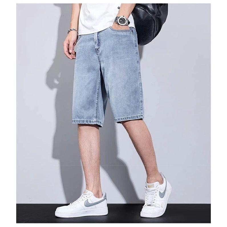 28~38size デニムパンツ メンズ ゆったり 5分丈 無地 ハーフパンツ