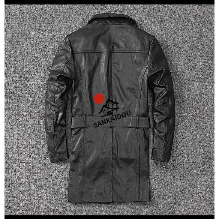S~5XL 本革 レザーコート メンズ 牛革 ロングコート トレンチコート