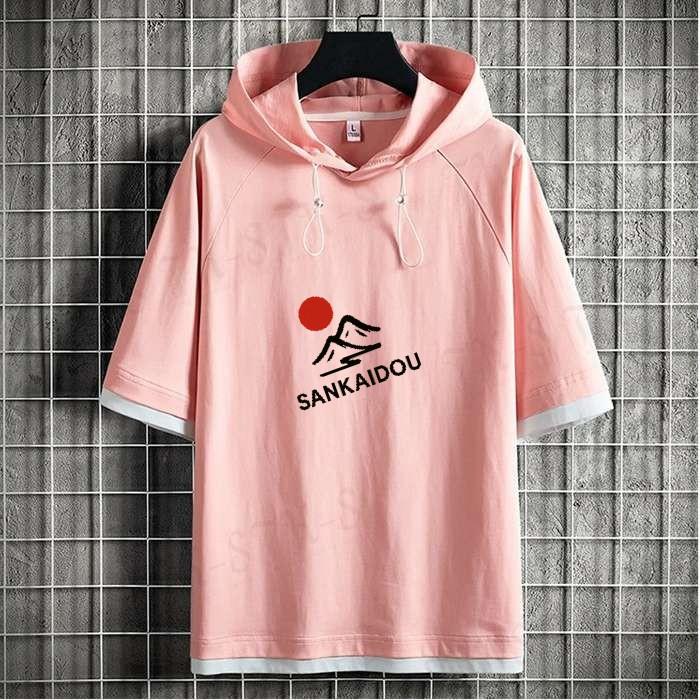 M~3XL パーカー メンズ 半袖 トップス プルオーバー 夏 サマー 半袖