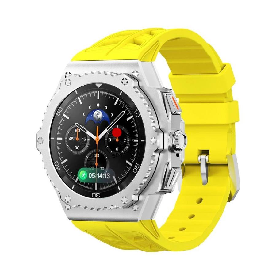 送料無料 galaxy watch 8 Classic 46mm バンド ステンレス 一体型 交換用 バンド シルバーカバーバンド プレゼント レザー メンズ galaxy watch 8 46mm バンド g_10
