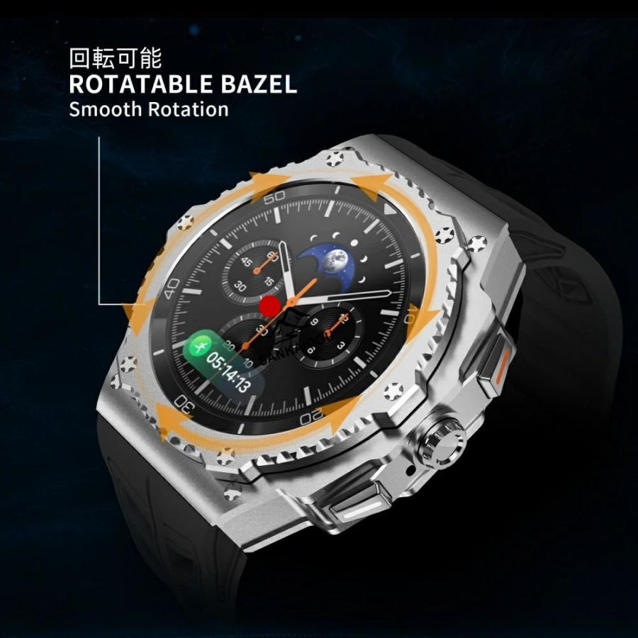 送料無料 galaxy watch 8 Classic 46mm バンド ステンレス 一体型 交換用 バンド シルバーカバーバンド プレゼント レザー メンズ galaxy watch 8 46mm バンド g_1