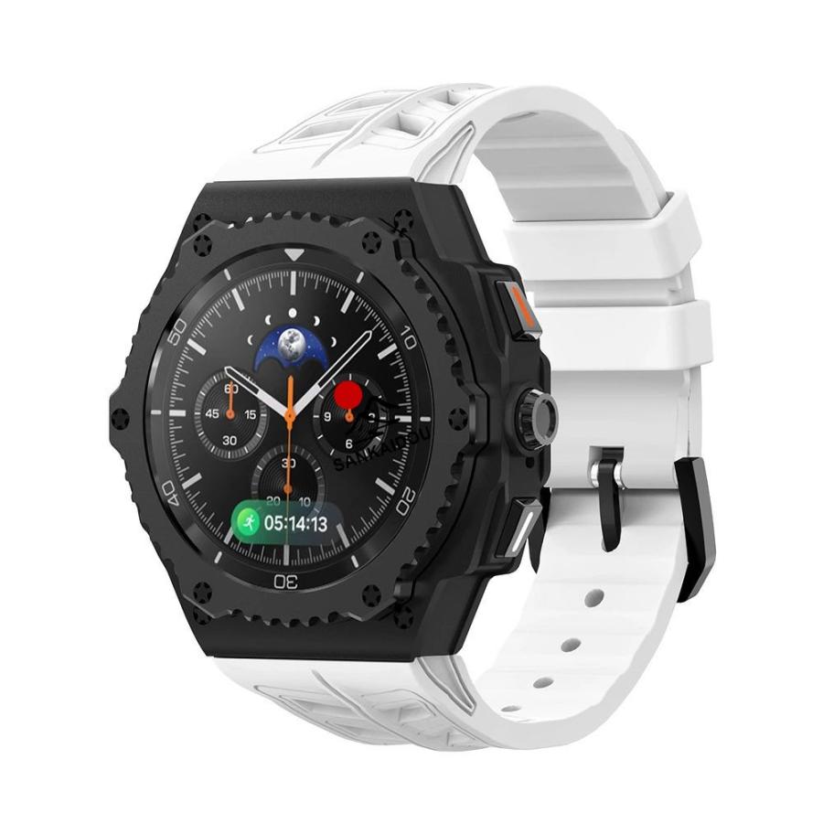 送料無料 galaxy watch 8 44mm バンド ステンレス 一体型 交換用 バンド ブラックカバーバンド プレゼント レザー メンズ galaxy watch 8 44mm バンド galaxy_10