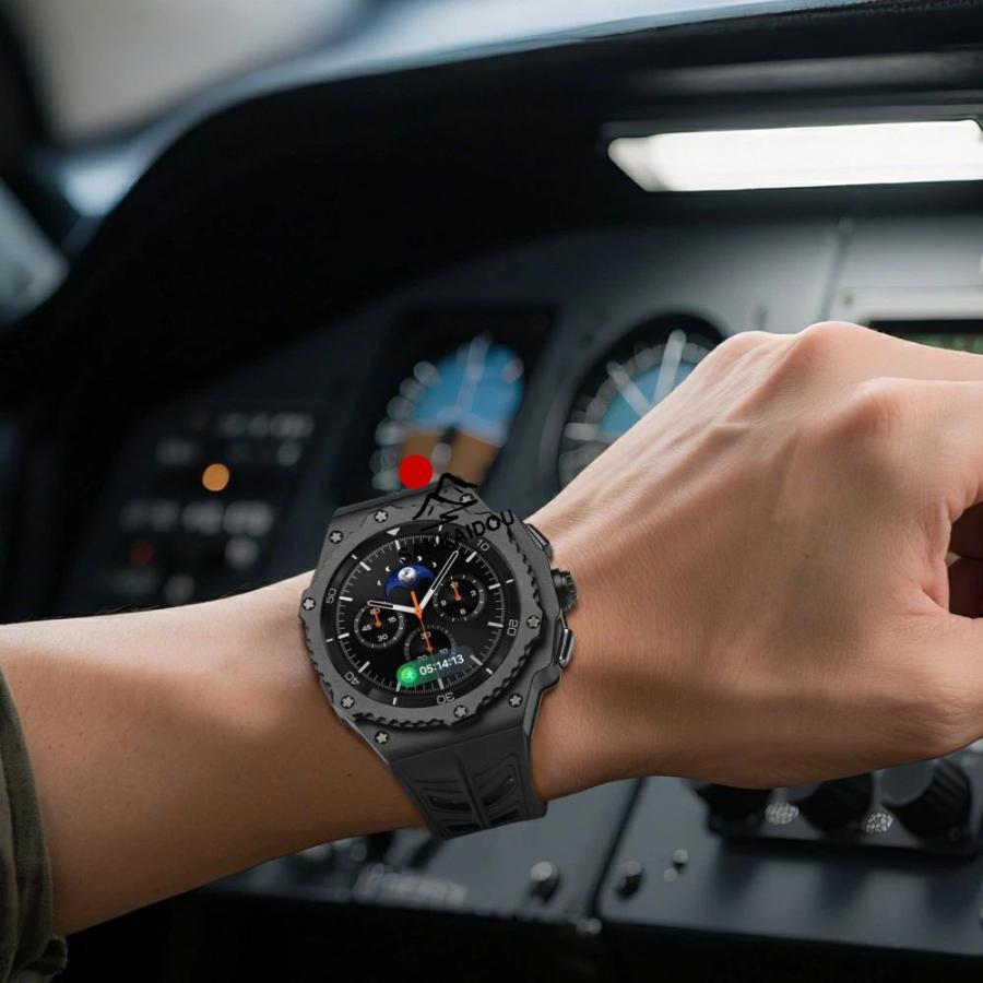 送料無料 galaxy watch 8 44mm バンド ステンレス 一体型 交換用 バンド ブラックカバーバンド プレゼント レザー メンズ galaxy watch 8 44mm バンド galaxy_4