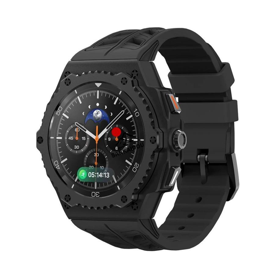 送料無料 galaxy watch 8 44mm バンド ステンレス 一体型 交換用 バンド ブラックカバーバンド プレゼント レザー メンズ galaxy watch 8 44mm バンド galaxy_6
