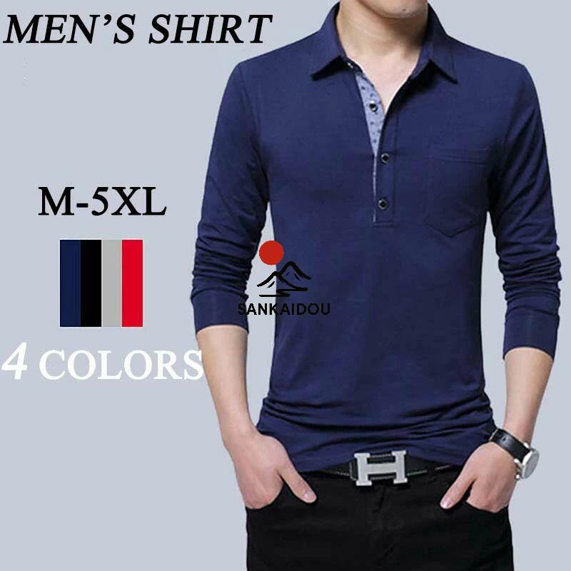 M-5XL] ポロシャツ 春 メンズ 長袖 ロンT Tシャツ スポーツポロシャツ 