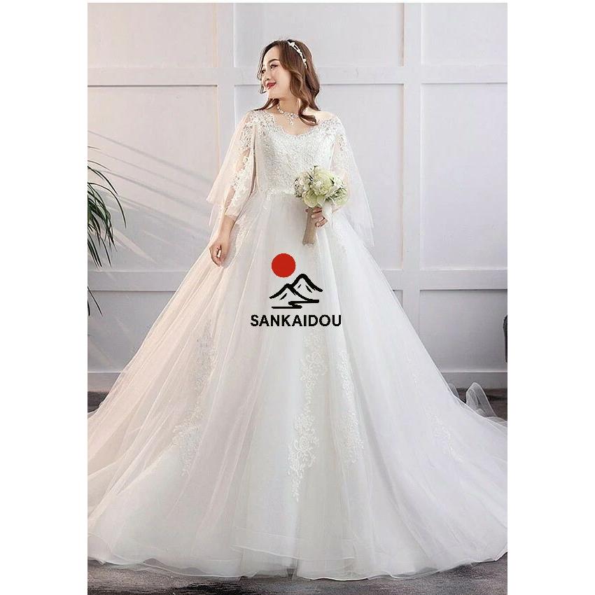 サイズ有L/2L/3L/4L/5L/6L/7L】花嫁 ウェディングドレス 白ドレス