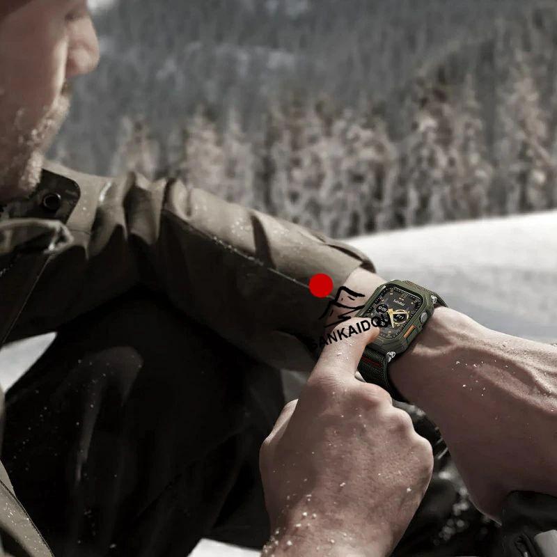 送料無料 Apple watch s11  バンド Apple Watch series9 8 6 5 4 45mm 44 mm バンド ナイロンバンド一体型 ステンレス鋼ケース付き アップルウォッチバンド 頑丈の画像
