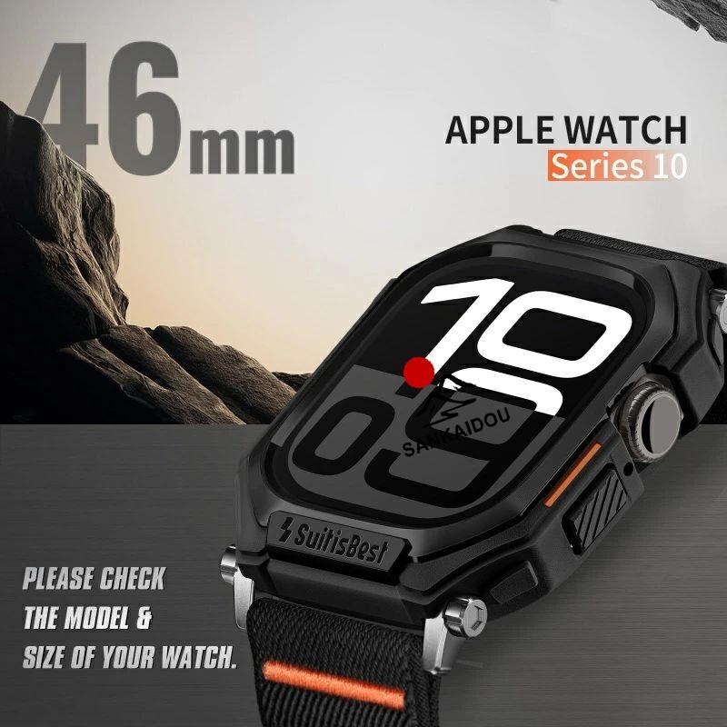 送料無料 Apple watch s11  バンド Apple Watch series9 8 6 5 4 45mm 44 mm バンド ナイロンバンド一体型 ステンレス鋼ケース付き アップルウォッチバンド 頑丈の画像