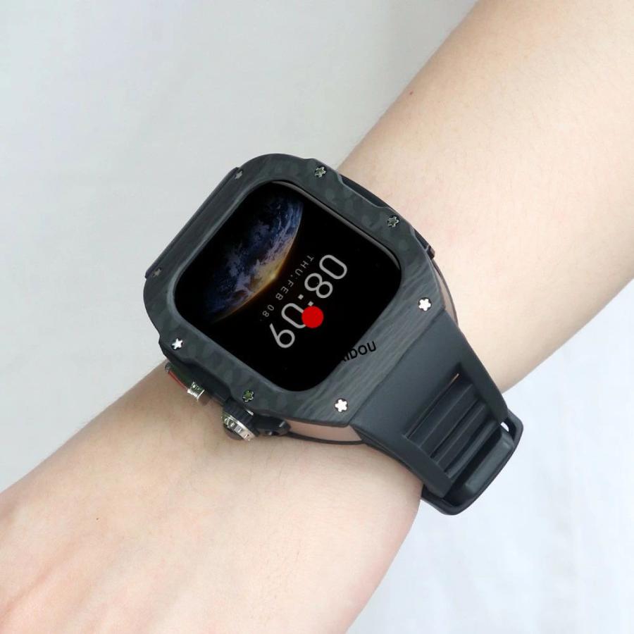 送料無料 apple watch s11 バンド   Apple Watch S11バンド Apple watch 11 交換用バンド 46mm  Apple Watch S11 42mm  炭素繊維一体型 バンド   レザーストラッの画像