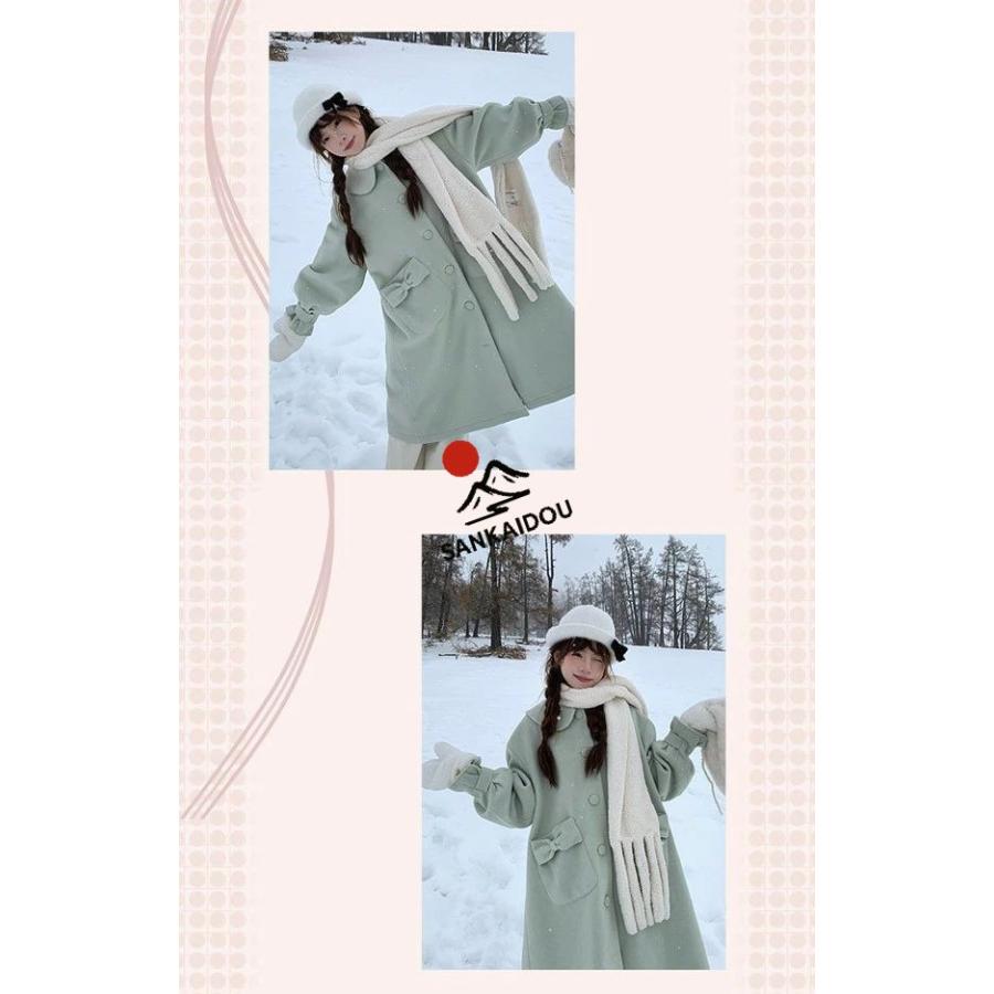 ステンカラーコート ビッグリボン 冬服 レディース ジャケット