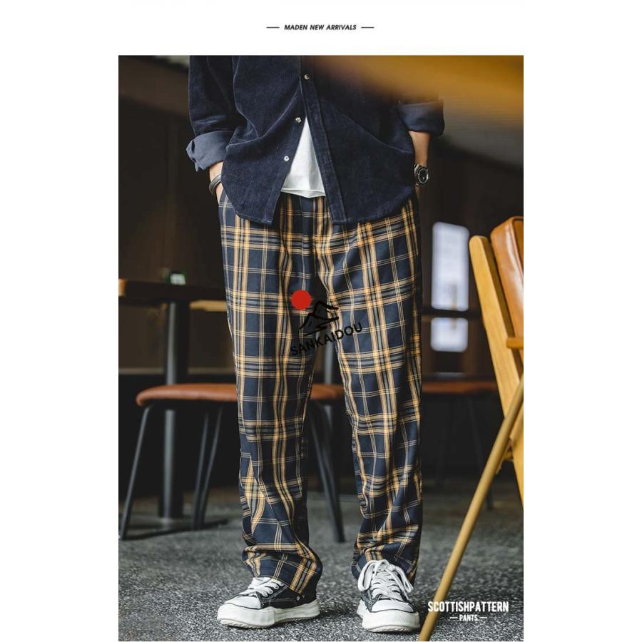 M~3XL テーパードパンツ ワイドパンツ パンツ メンズ チェックパンツ