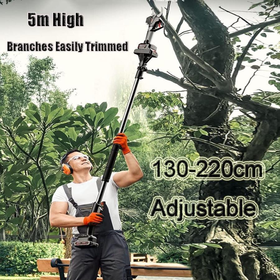 電動高枝切りバサミ 充電式剪定ばさみ 高枝切り延長ポール130-220cm 電動ハサミ 剪定鋏 コードレス プロ 剪定 刃の開きを任意調整 切断径45mm ドイツ 技術 