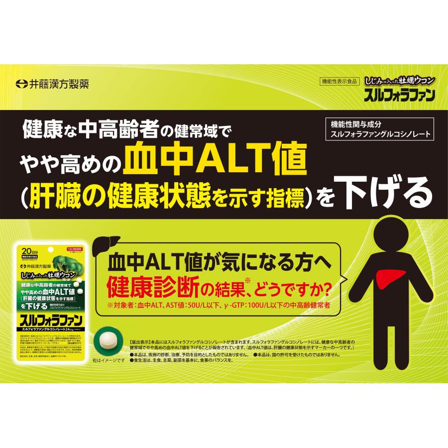 ウコンサプリメント【しじみの入った牡蠣ウコン スルフォラファン 20日分 [機能性表示食品]】しじみエキス 牡蠣エキス スルフォラファングルコシノレート ALT値 | 井藤漢方製薬 | 01
