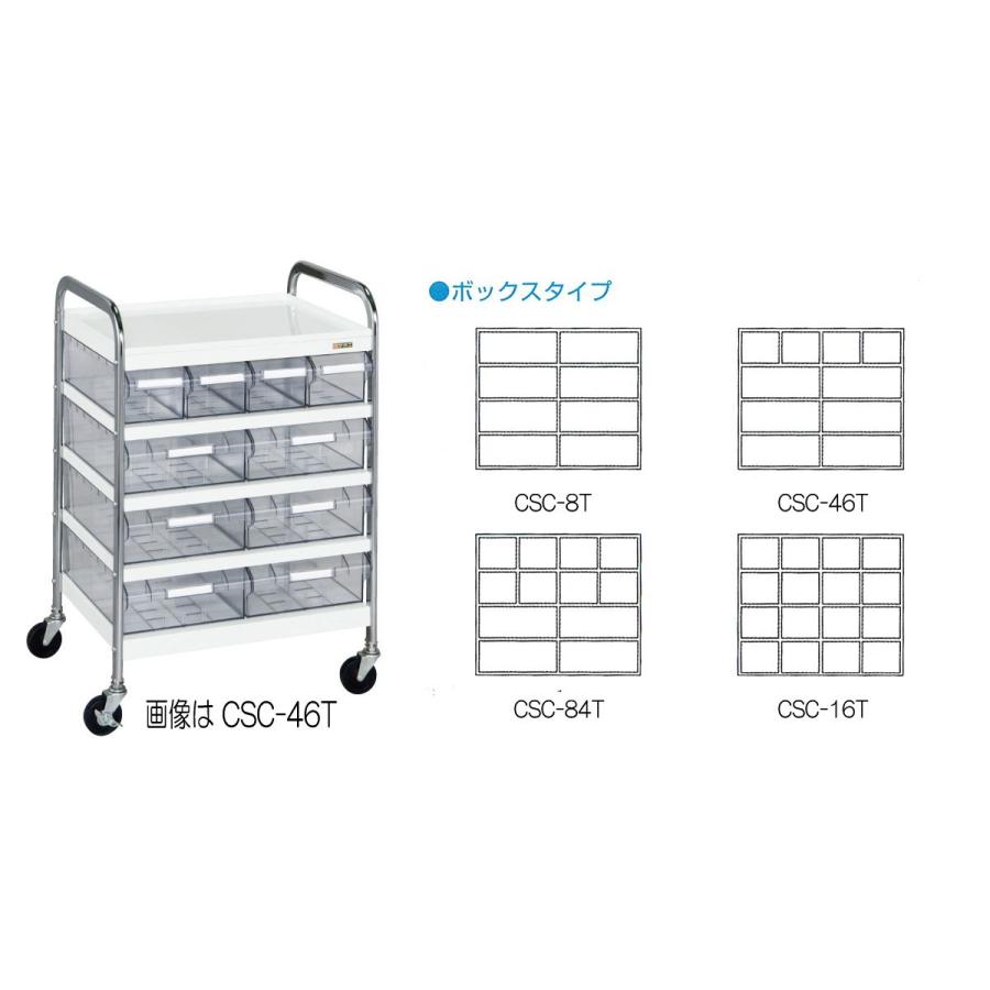 サカエ（SAKAE） CSワゴン　透明ボックス付　Ｂタイプ　CSC-46T W560xD450xH850mm
