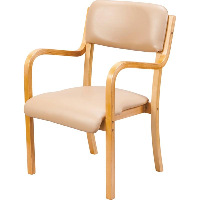 HITECHWOOD 介護・福祉施設向け木製スタッキングチェア　固定脚タイプ　UFC4 ベージュ W530xD598xH800(SH420)mm