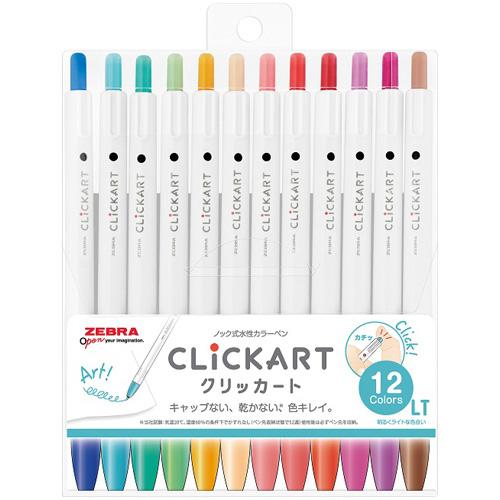 ゼブラ　水性マーカー　CLiCKART(クリックカート)12色セット　WYSS22-12CLT｜itojimuki