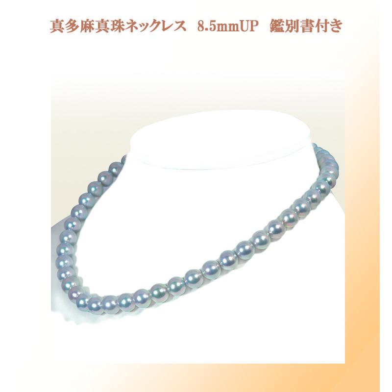真多麻真珠 グレー系あこや真珠ネックレス＜8.5〜9mm＞ 鑑別書付 N 