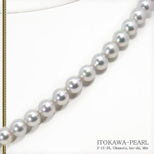 グレー系無調色あこや真珠パールネックレス＜8〜8.5mm＞N-12917 : 糸川