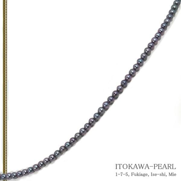テリ抜群✨】あこや真珠 7.3mm ネックレス ブルーブラック アコヤ 