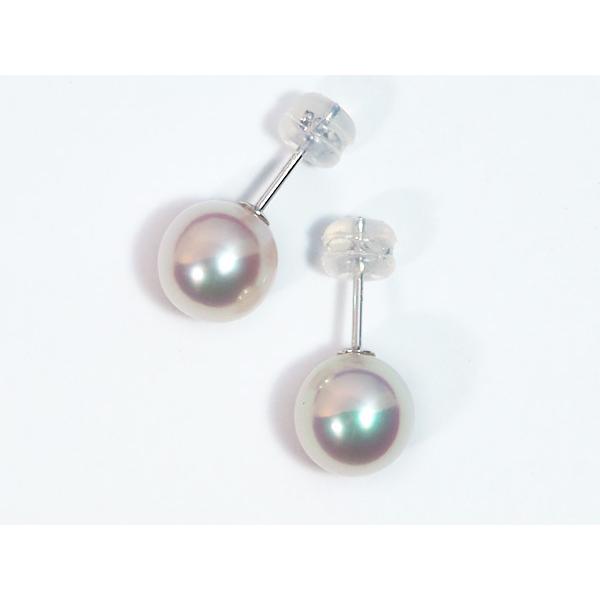 花珠真珠あこや真珠ピアス＜8.6mm＞スタッド・K14WG鑑別書付 PE-7124の画像